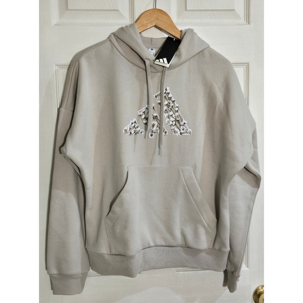 Adidas Floral Badge of Sport Hoodie Wonder Alumina Beige KC4384 Women S NEW